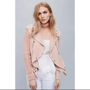 EUC Free People Unicorn Cotton Moto Jacket LARGE Feminine Bikercore